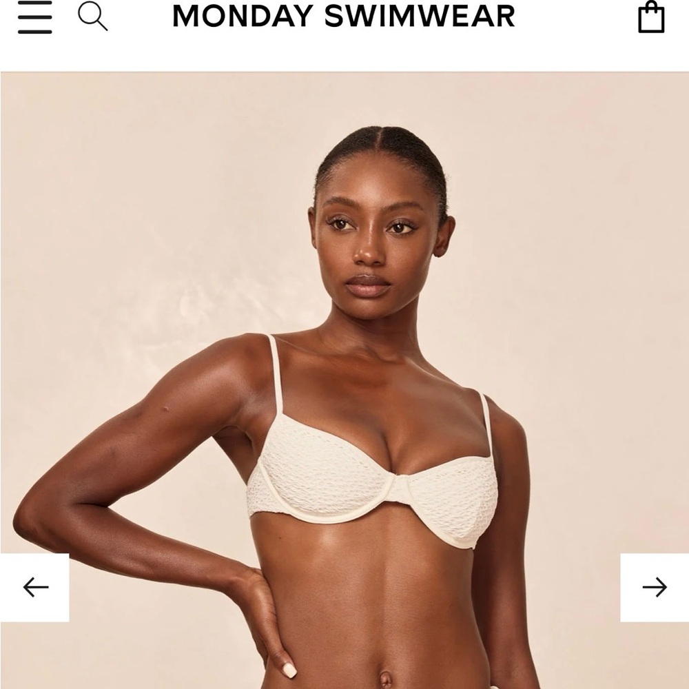 Monday Swimwear cream crochet bikini- capri top